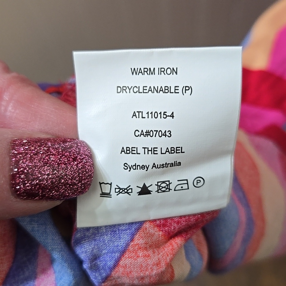 Anthropologie Abel The Label Pink Blue Red Lilac Purple Peach Geometric Maxi MED - Picture 8 of 8